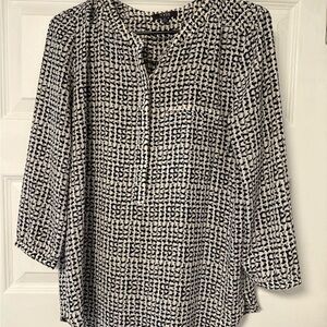Women's navy and White Patterned blouse